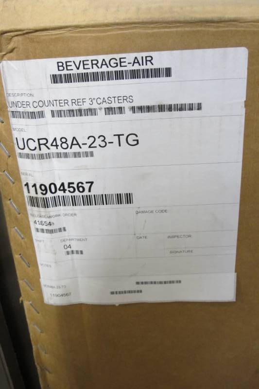 lot 126 image: Beverage-Air UCR48A 48 Undercounter 2-Door Refrigerator UCR48A-23-TG