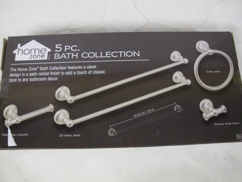 lot 24 image: Home Zone 5-piece Bath Set in Satin Nickel Finish