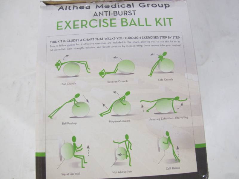 lot 25 image: Althea Medical Group Large Exercise Ball Kit - 65 cm Green