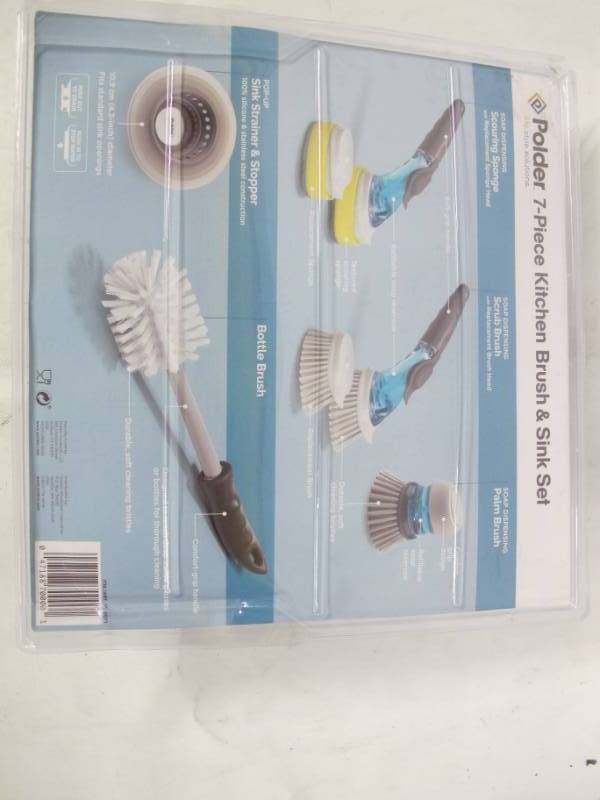 lot 33 image: Polder 7- Piece Kitchen Brush & Sink Set -