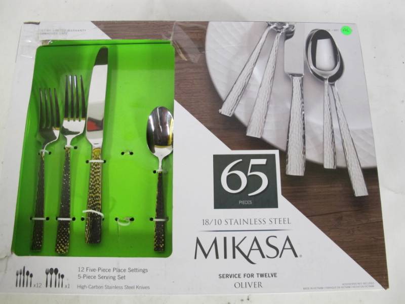 lot 71 image: Mikasa 65-Pc. Oliver Flatware Set - Service for 12 - Missing 1 Dinner Spoon