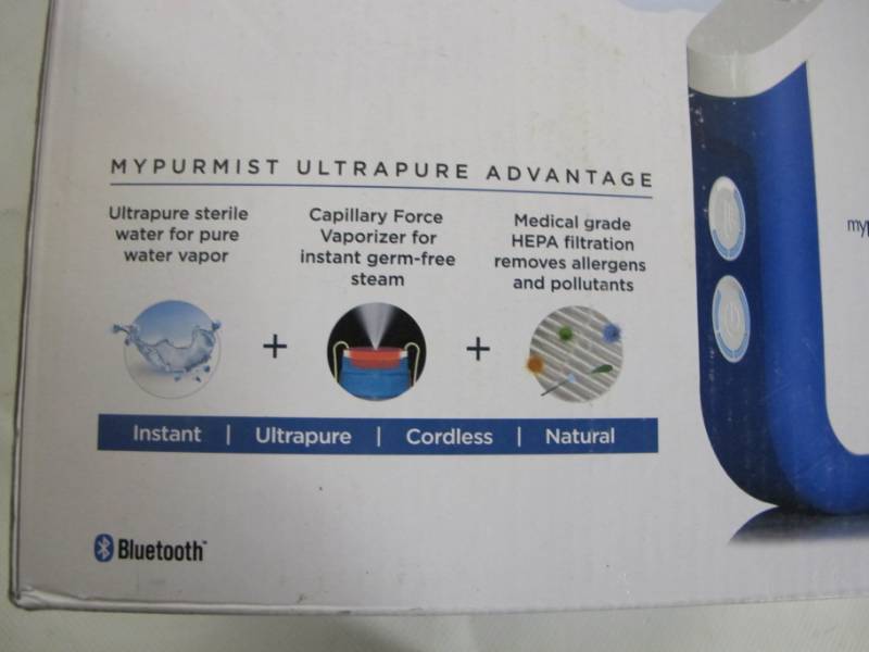 lot 34 image: Mypurmist Free Cordless Ultrapure Steam Inhaler