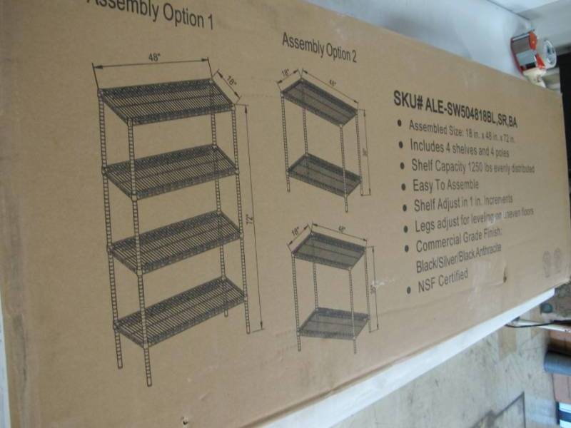 lot 109 image: NEW Alera ALESW504818BL Industrial Heavy-Duty Wire Shelving Starter Kit, 4-Shelf, 48w x 18d x 72h, Black