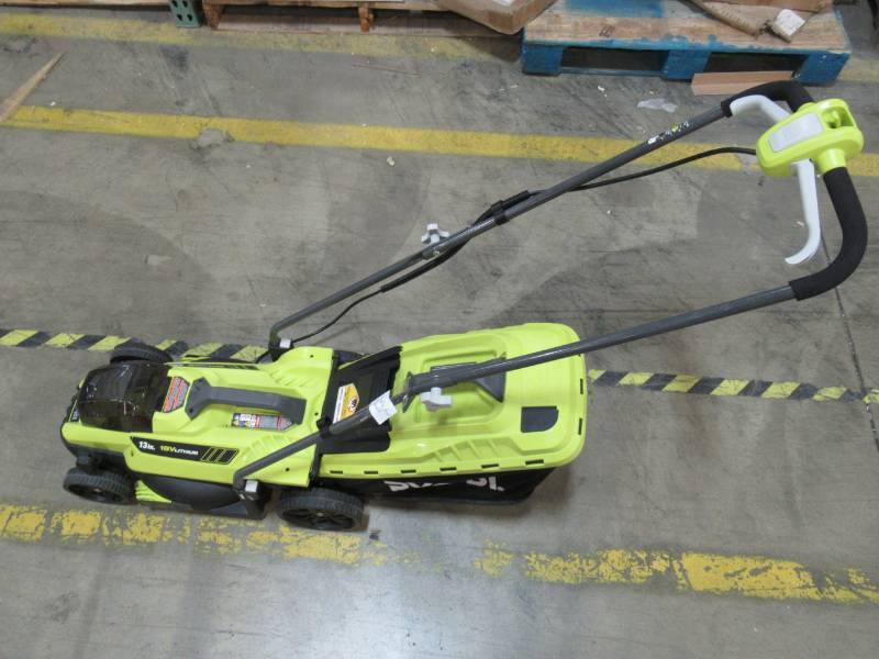 lot 503 image: Ryobi 13 in. ONE 18-Volt Lithium-Ion Cordless Battery Walk Behind Push Lawn Mower - 4.0 Ah BatteryCharger Included P1140