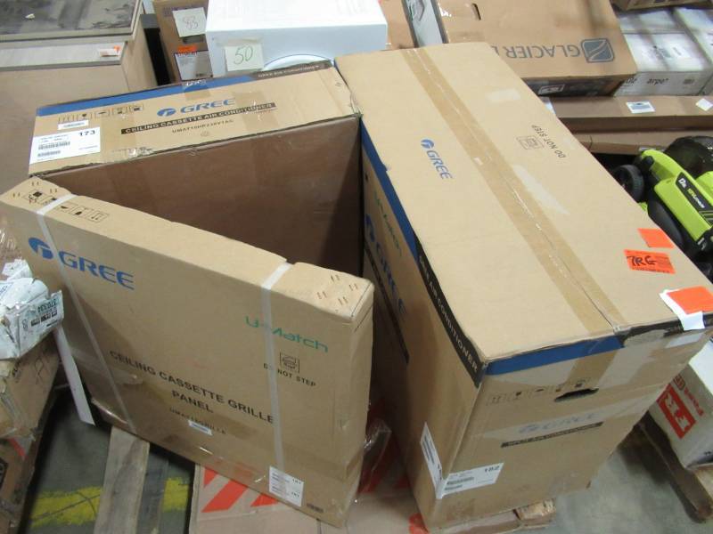 lot 512 image: Gree 17100 BTU Ductless Ceiling Cassette Mini Split Air Conditioner with Heat, Inverter and Remote - 230Volt UMA18HP230V1ACS