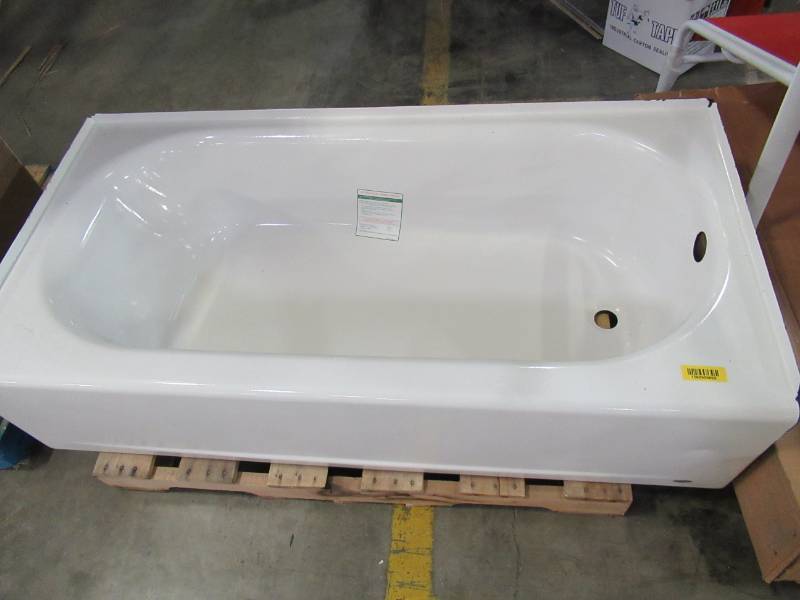 lot 528 image: Kohler Bancroft 5 ft. Acrylic Left Drain Rectangular Alcove Non-Whirlpool Bathtub in White K-1150-LA-0