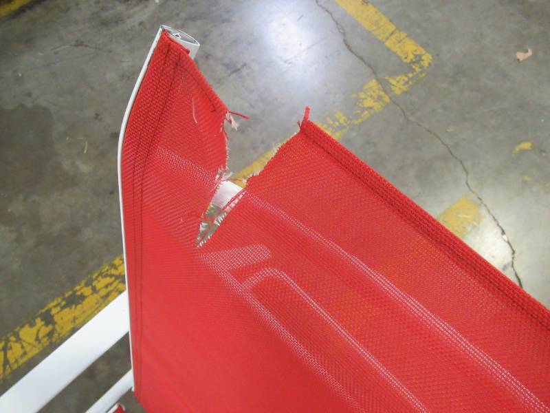lot 530 image: allen  roth Truxton Stackable Steel Stationary Chaise Lounge Chair(s) with Red Sling FLS70323A