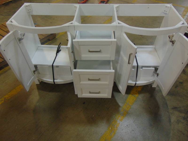 lot 584 image: allen  roth Moravia 60-in White Double Sink Bathroom Vanity 1142VA-60-201