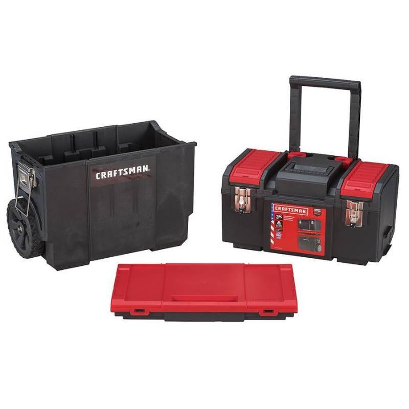 lot 612 image: CRAFTSMAN DIY 19-in Red Plastic Wheeled Tool Box CMST18614