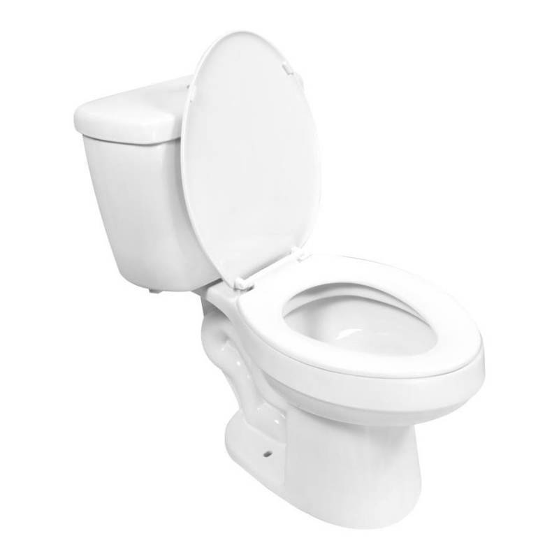 lot 614 image: AquaSource White WaterSense Labeled Dual Elongated Chair Height 2-piece Toilet 12-in Rough-In Size T802D