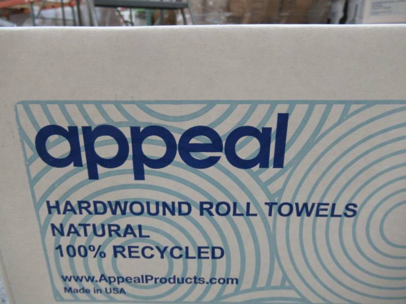lot 204 image: Appeal 100% Recycled Hard Roll Towel, 8 x 800 in Natural 6 Rolls per Case, APP12501-WB - 1 Case.