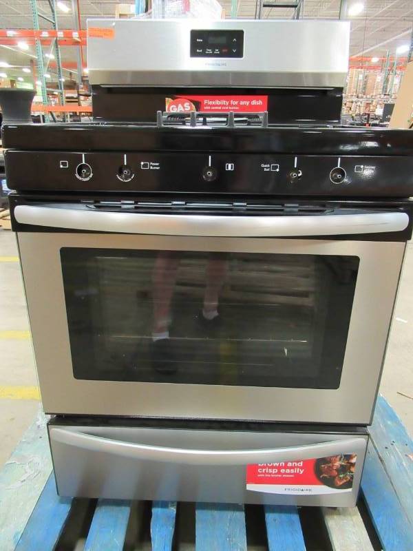 lot 30 image: Frigidaire 5-Burner Freestanding 4.2-cu ft Gas Range (EasyCare Stainless Steel) LFGF3052TF - Missing Knobs and Grates