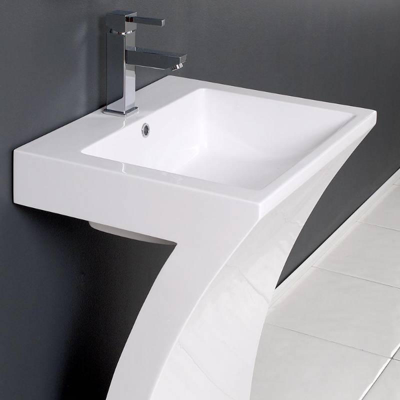lot 70 image: Fresca Quadro 23 in. Vanity in White with Acrylic Vanity Top in White with White Basin, FVN5024WH