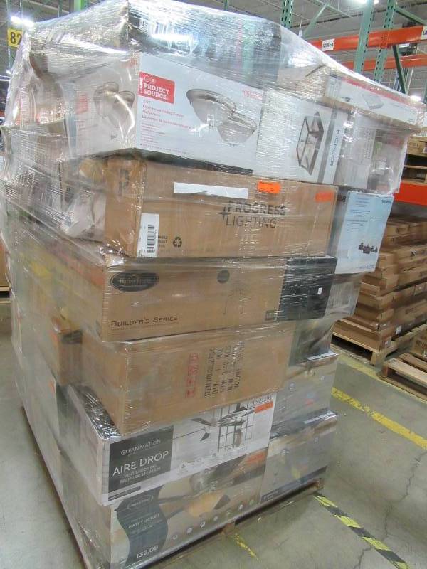 lot 37 image: WHOLESALE MIXED PALLET OF RETURNS - CEILING FANS AND LIGHTING