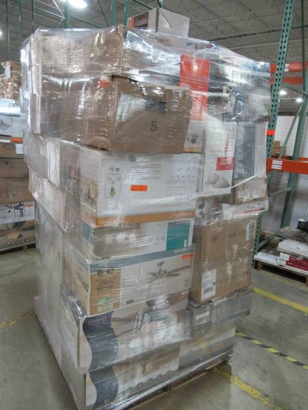 lot 38 image: WHOLESALE MIXED PALLET OF RETURNS - CEILING FANS AND LIGHTING