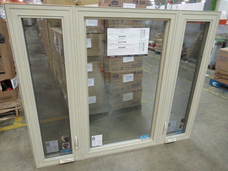 lot 236 image: Climate Guard Custom Triple Casement Window. 65 12 X 53 12 X 3 14  Beige,