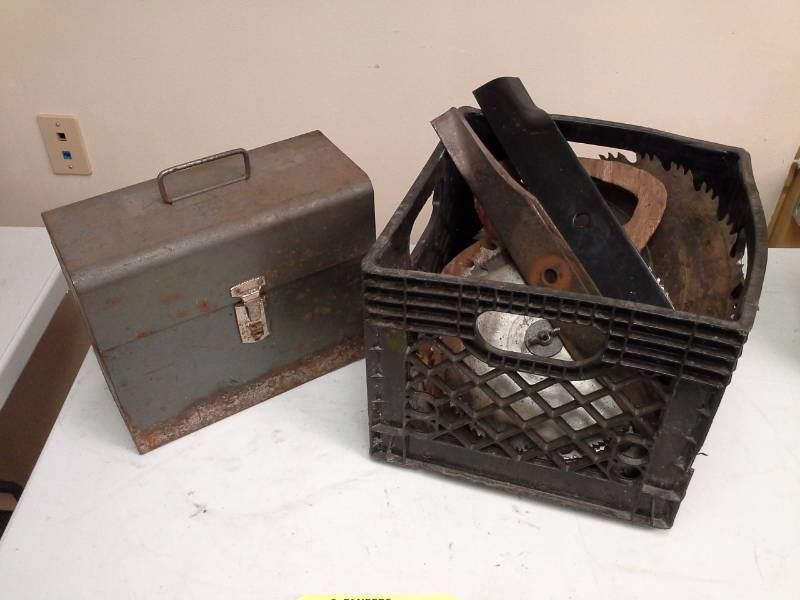 lot 49 image: Oregon 17.0in. .630 Center Hole, Circular Saw Blades, Screwdrivers, Metal Tool Box