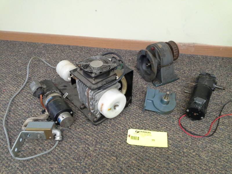 lot 55 image: Electric Motor Fan Assembly, Randolph 500 Pump Assemblies, Sunrise Medical Pump, Boston Gear Pump Assembly, Medo Compressor