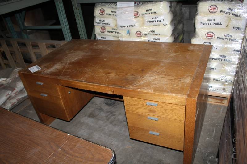 lot 437 image: Wood Office Desk with 7-Drawers