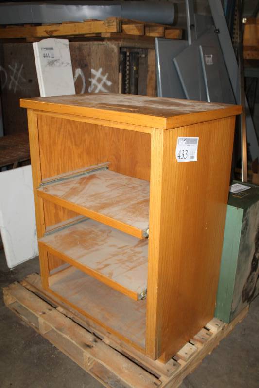 lot 433 image: Wood Computer Station with 3-Shelves
