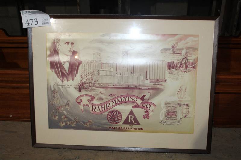 lot 473 image: Rahr Malting Co. Malt of Reputation Promotional Framed Wall Art