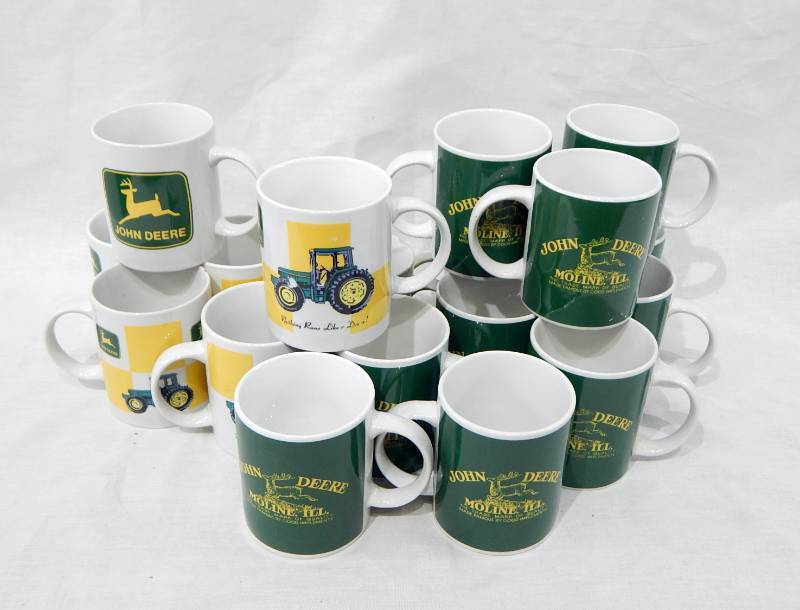 lot 7 image: Large Lot of New Ceramic John Deere Coffee Mugs