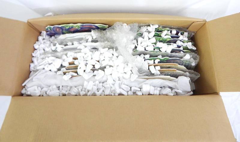 lot 94 image: Case of New Vintage Ceramic Eggplant Themed Trivets