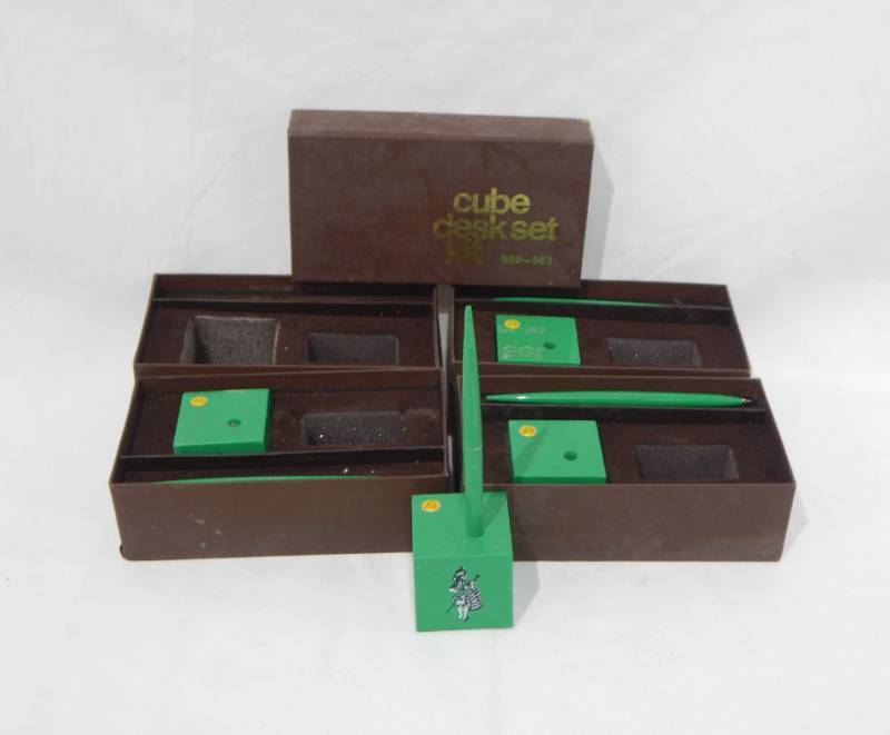 lot 115 image: Lot of Vintage Wilcox Cube Desk Set Kits