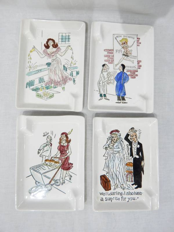 lot 34 image: Set of 4 New Vintage 1950s Novelty Ashtrays