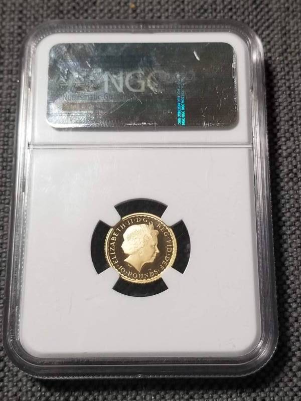 lot 07 image: 2012 GREAT BRITAIN 10 POUND GOLD BRITTANIA PF70 ULTRA CAMEO NGC