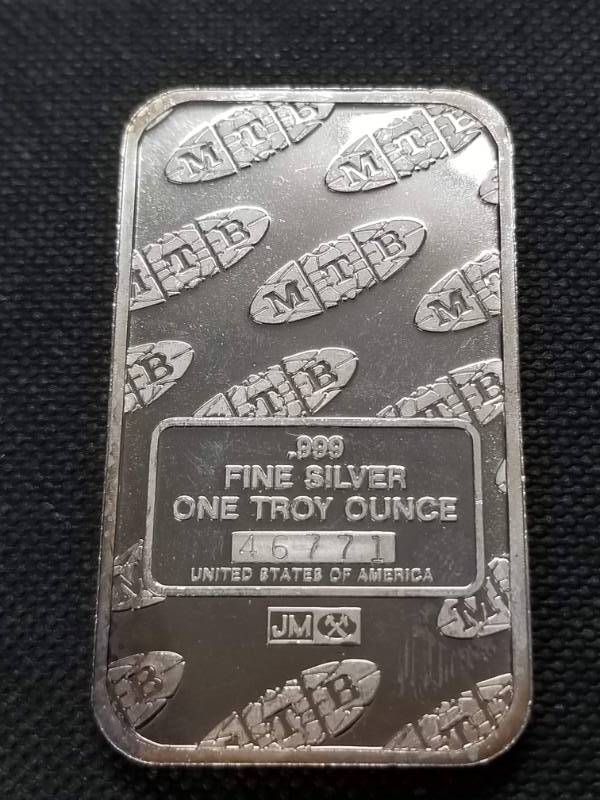lot 34 image: 1 TROY OZ. .999 FINE SILVER BAR JM JOHNSON MATTHEY