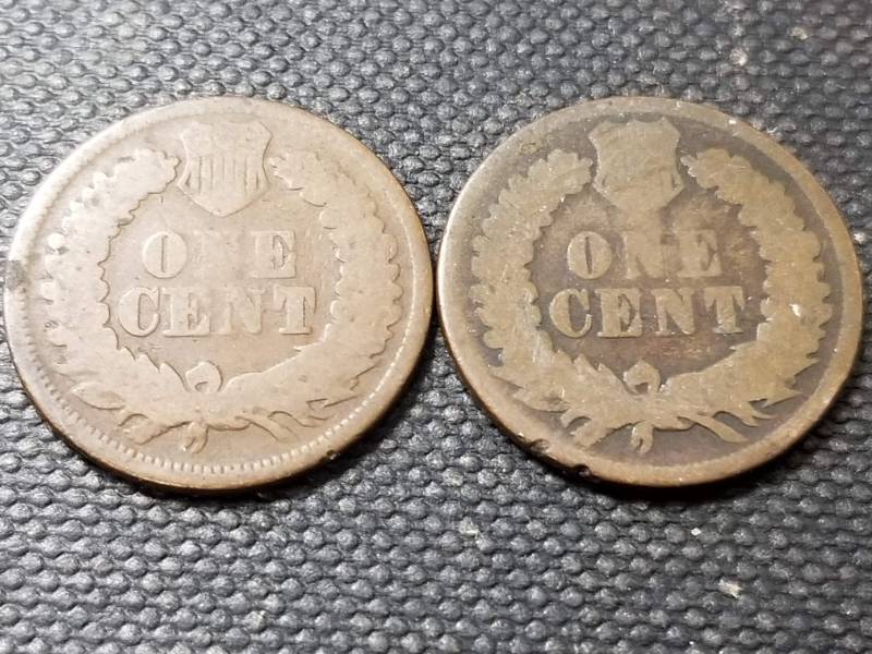 lot 42 image: 2 INDIAN HEAD CENTS 1865 1875