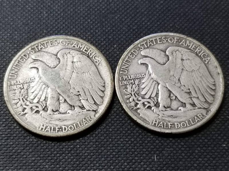 lot 55 image: 2 WALKING LIBERTY HALF DOLLARS 1941 1942