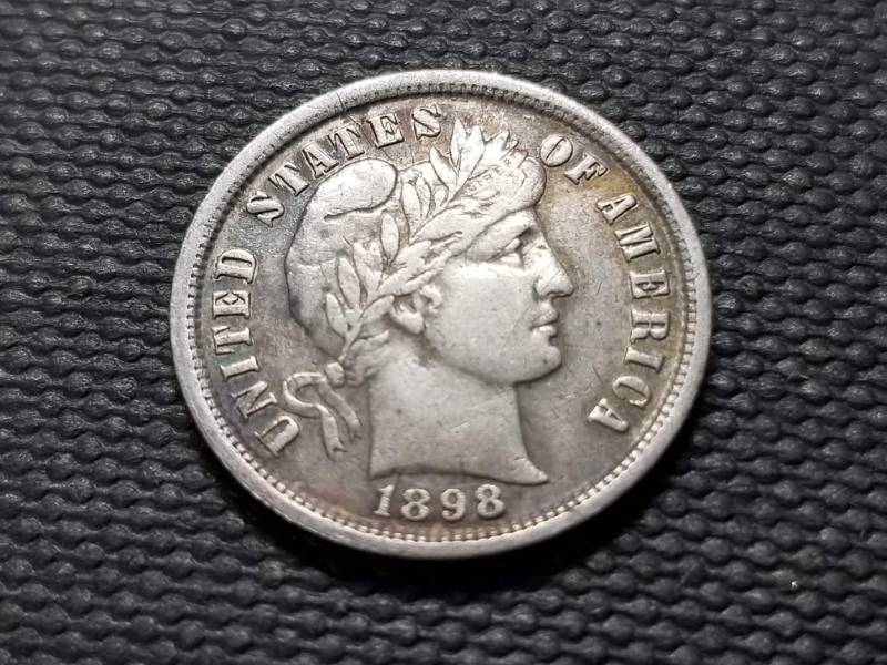 lot 66 image: 1898 BARBER SILVER DIME XF