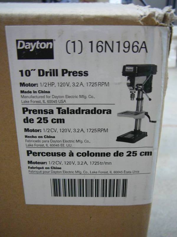 lot 4 image: Dayton 10 Drill Press