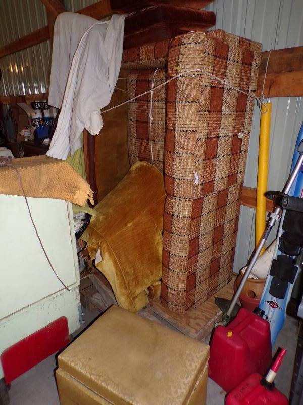 lot 44 image: Sofa Sleeper with Yellow chair and Ottoman