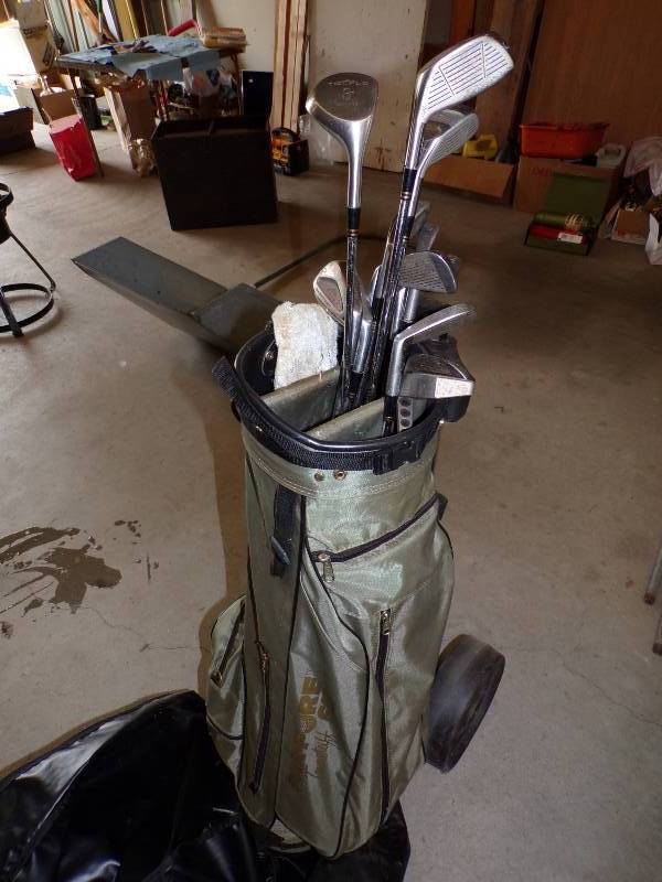 lot 61 image: Golf Clubs with Cart and Cover