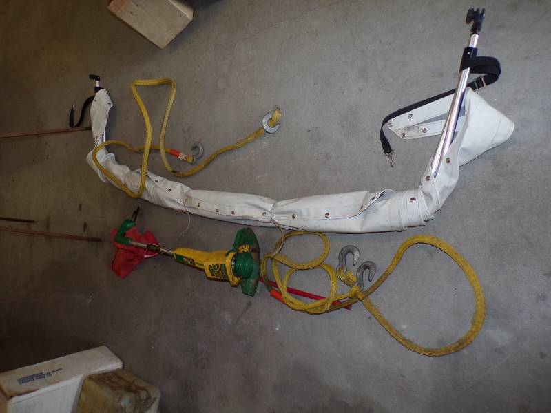 lot 128 image: tow Ropes, Boat Bimini, string trimmer and more