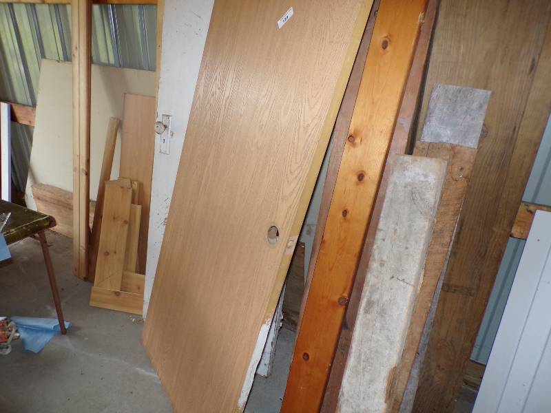 lot 129 image: Assorted Wood, Doors and Shelving