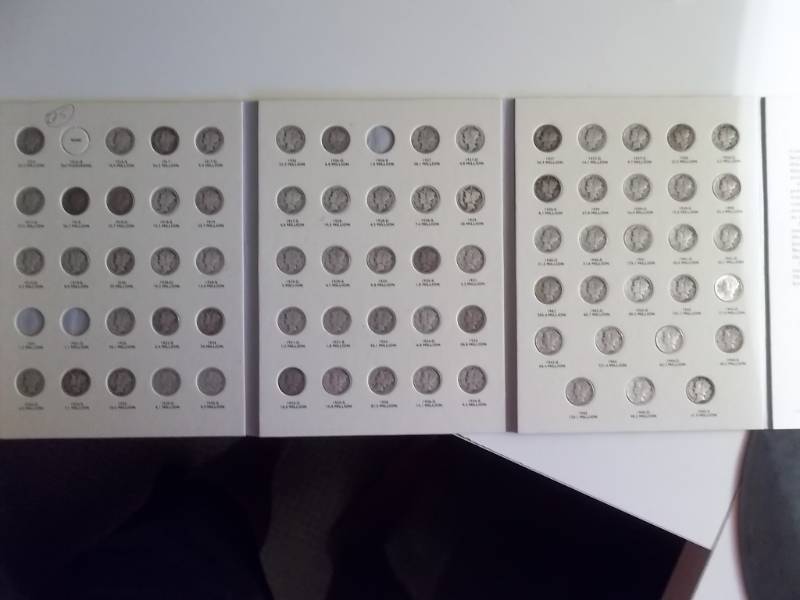 lot 60 image: Mercury Dime Collection In Littleton Archive Quality Coin Folder