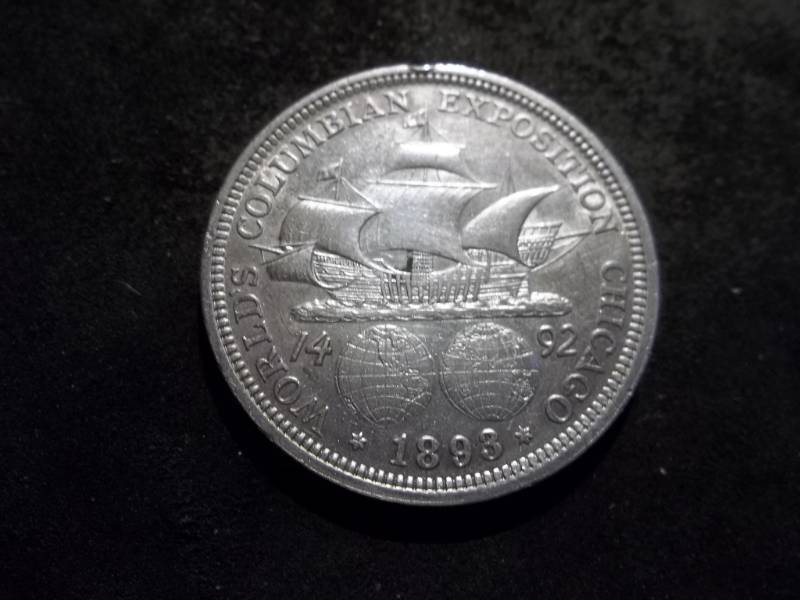 lot 81 image: 1893 Columbian Exposition Silver Half Dollar Commemorative (2nd Commemorative Coin Stuck In The USA)