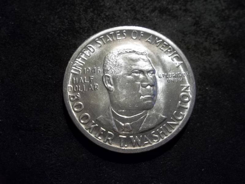 lot 82 image: 1946 Booker T. Washington Silver Half Dollar Comemmorative