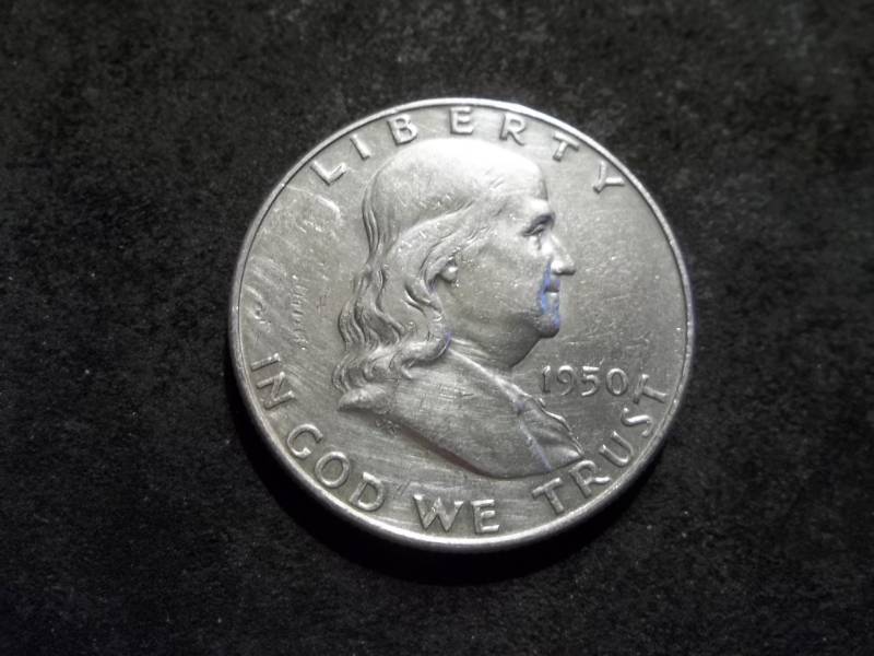 lot 98 image: 1950 D Franklin Half Dollar