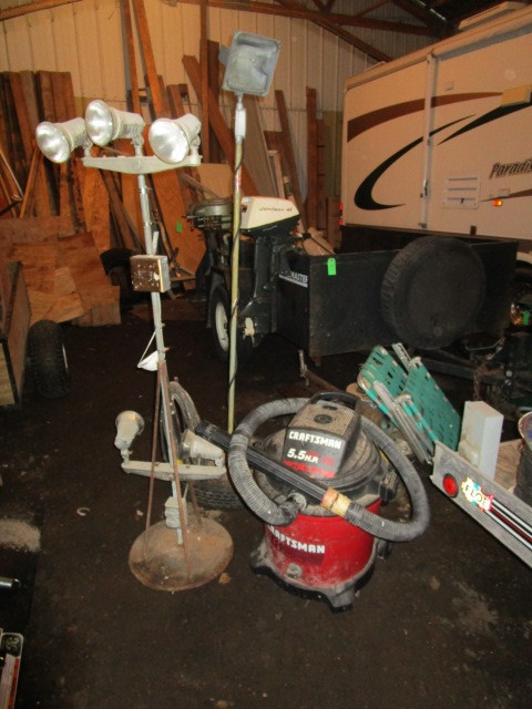 lot 166 image: HOME MADE LIGHT STANDS AND WET DRY VAC