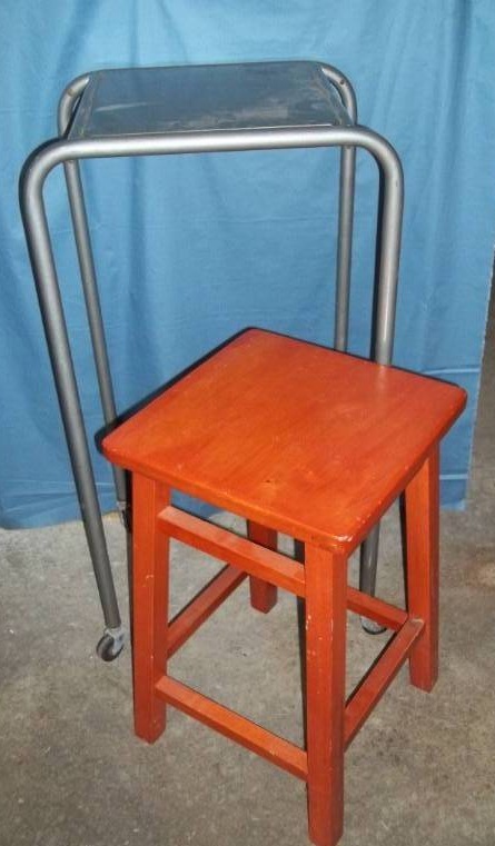 lot 134 image: Stool and Rolling Metal Table