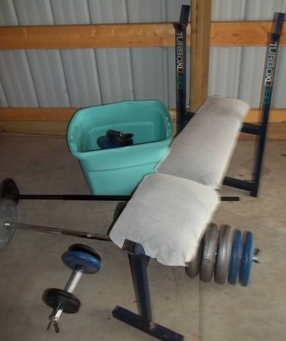 lot 170 image: Weights and Weight Bench