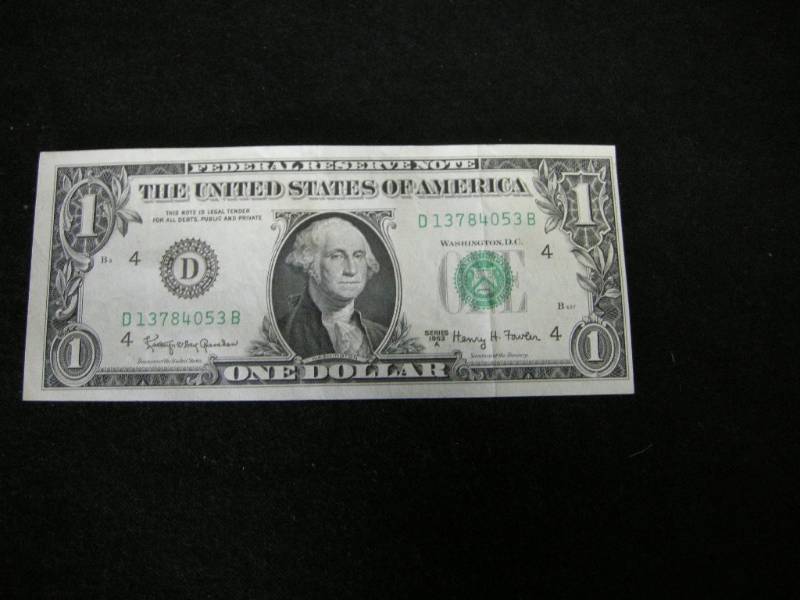 lot 109 image: 1963 $1 Federal Reserve Note - Offset