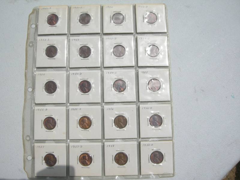 lot 121 image: Wheat Pennies 1951D - 1958D