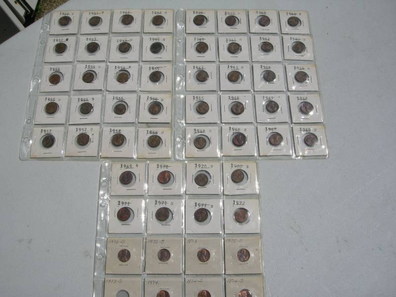 lot 125 image: Wheat Pennies 1951D - 1974S