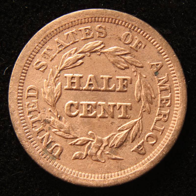 lot 06 image: 1854 US BRAIDED HAIR HALF CENT AU DETAILS CLEANED